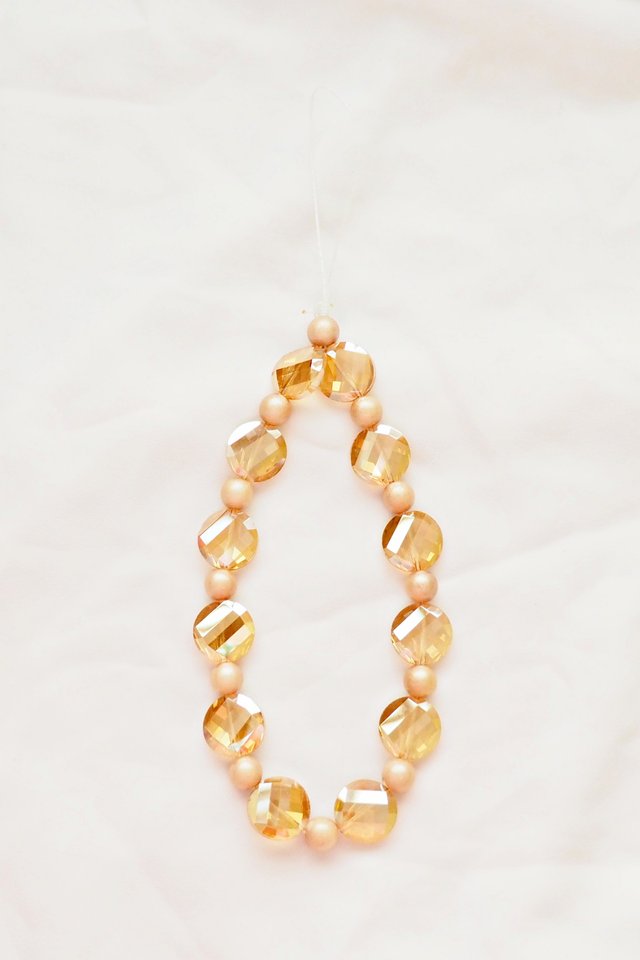 Beaded Phone Strap in Champagne Glass