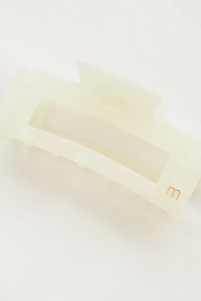 Rectangle Claw Clip in Iridescent White