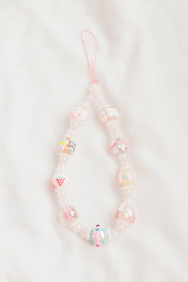 Beaded Phone Strap in Cosmos