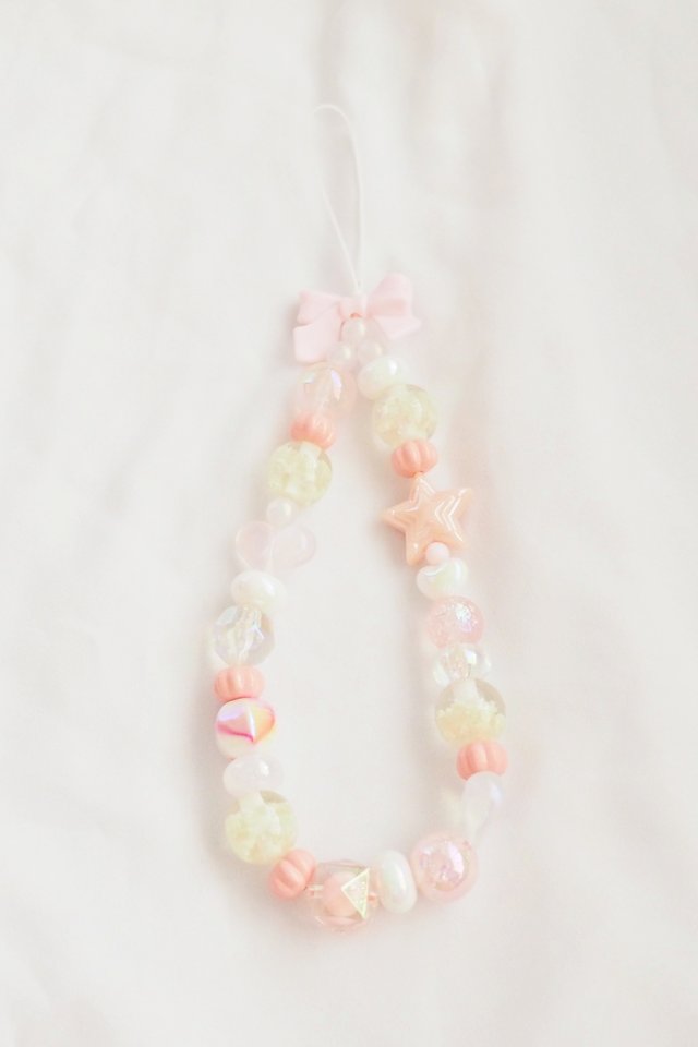 Beaded Phone Strap in Coral