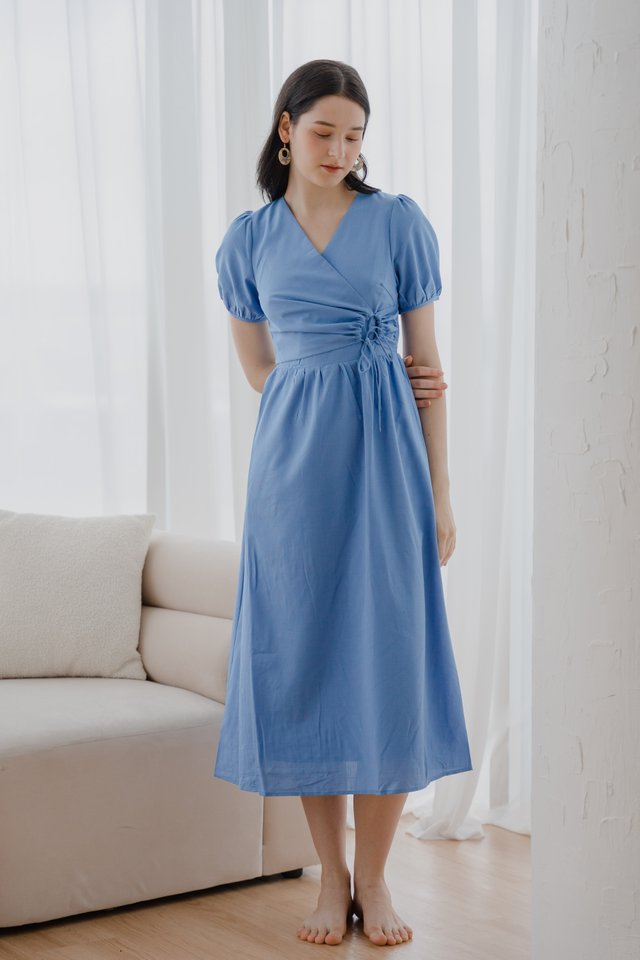 Ruched Loop Dress in Blue