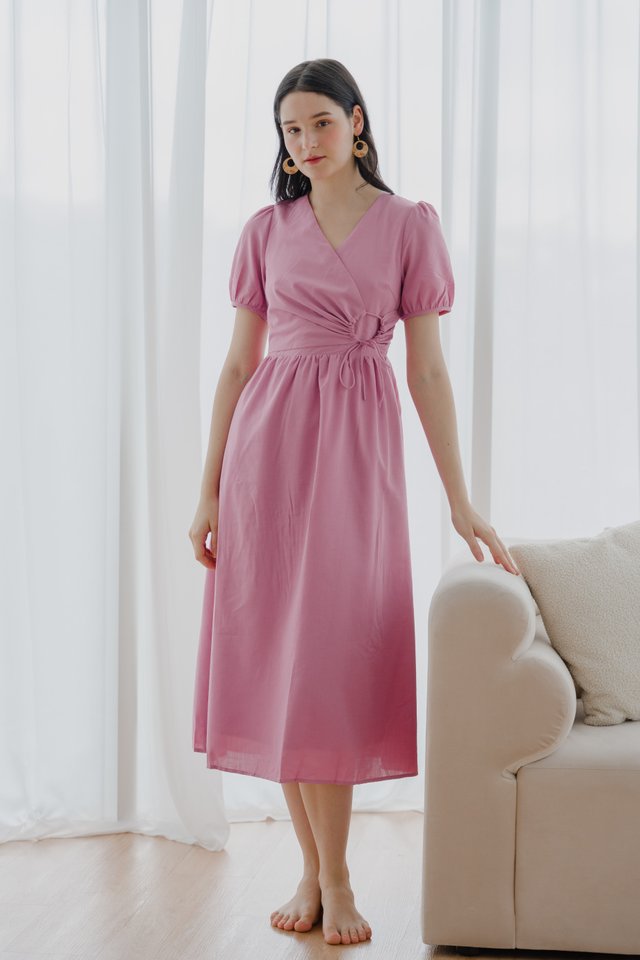 Ruched Loop Dress in Pink