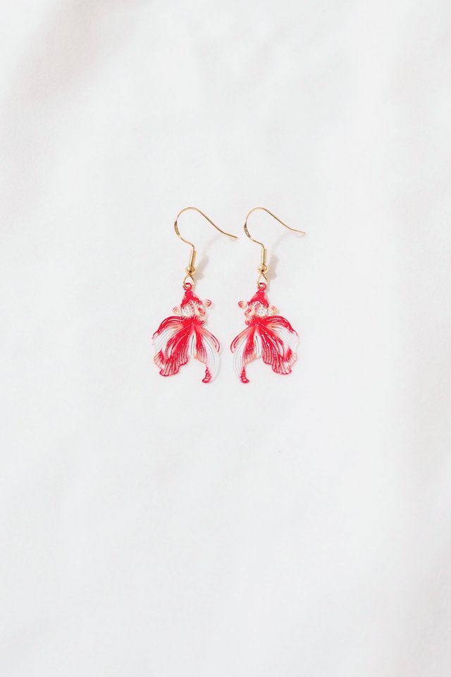 Mini Goldfish Earrings in Red