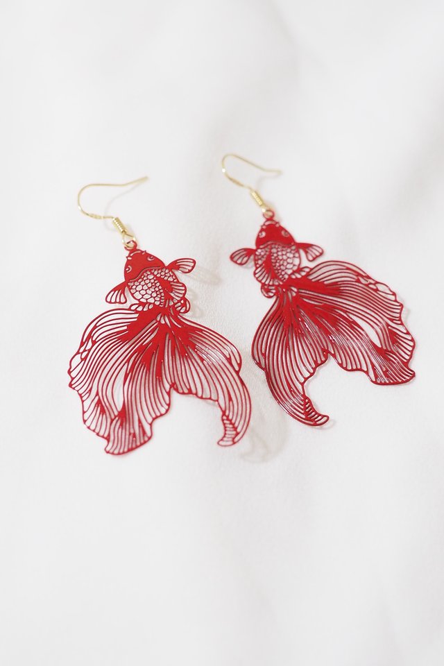 Goldfish Earrings in Red