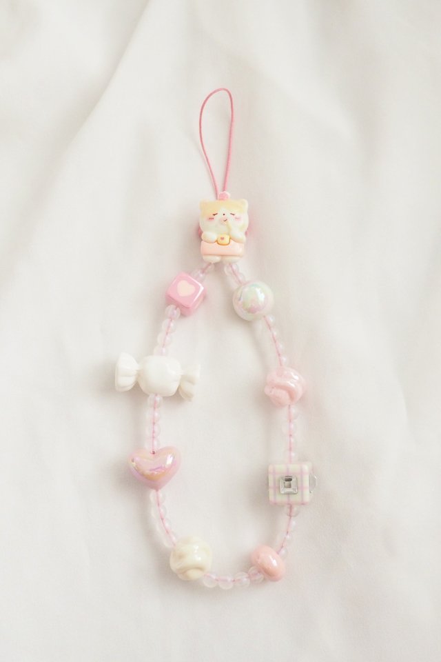 Cute Phone Strap in Brushing Kitty