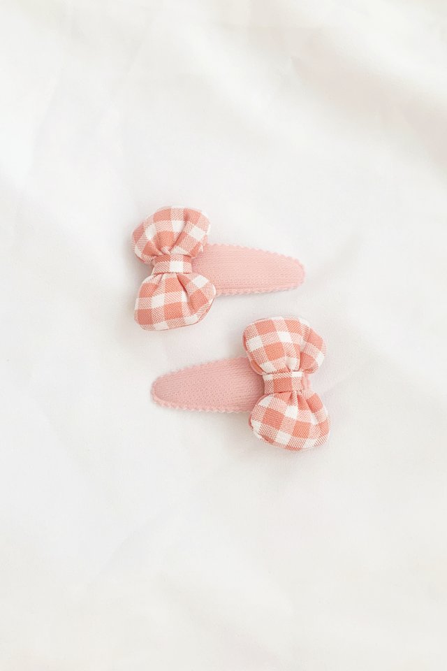 Gingham Bow Clip Set