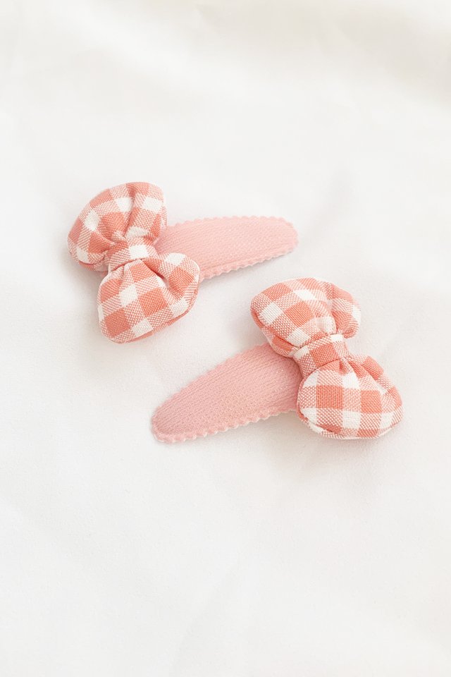 Gingham Bow Clip Set