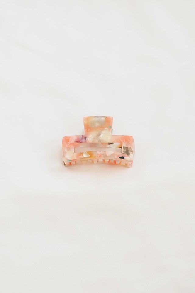 Mini Rectangle Claw Clip in Coral