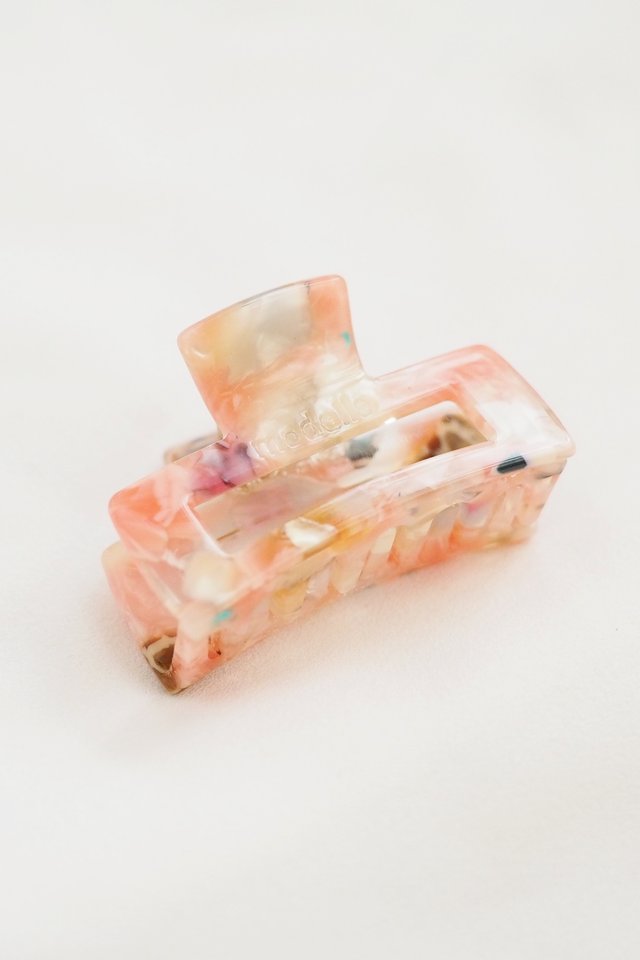 Mini Rectangle Claw Clip in Coral