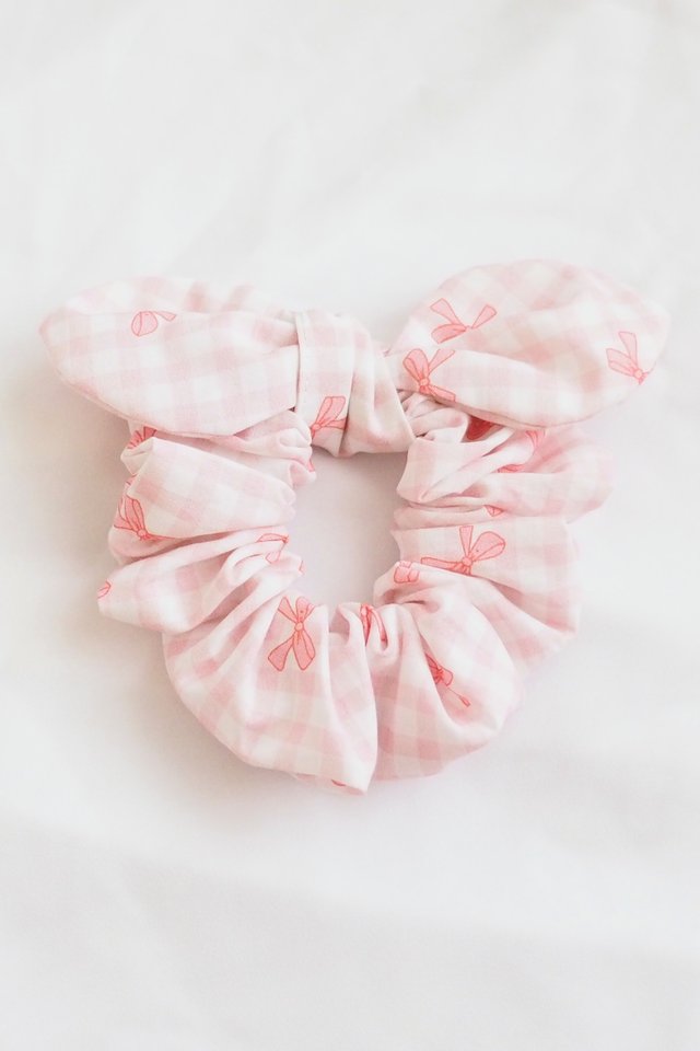 Bunny Scrunchie in Pink Gingham Bows