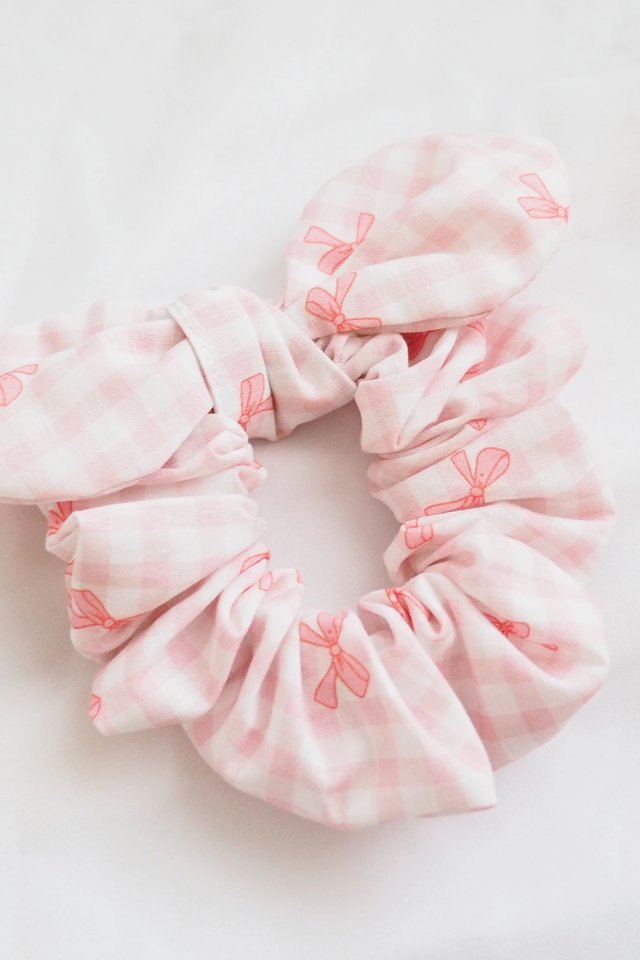 Bunny Scrunchie in Pink Gingham Bows