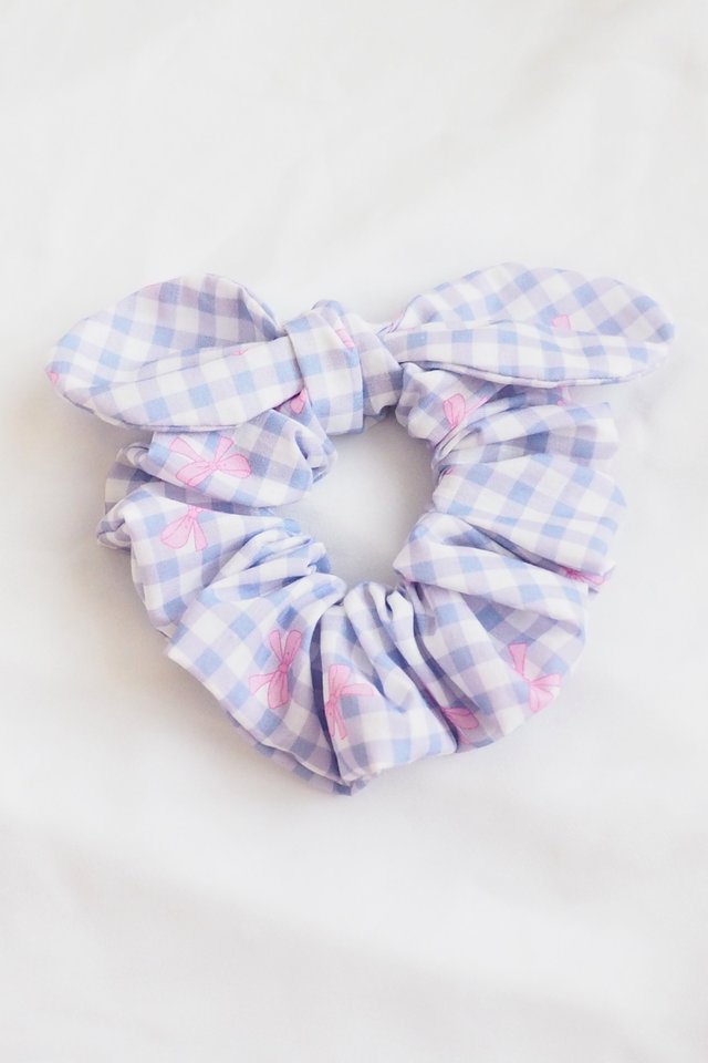 Bunny Scrunchie in Lavender Gingham Bows