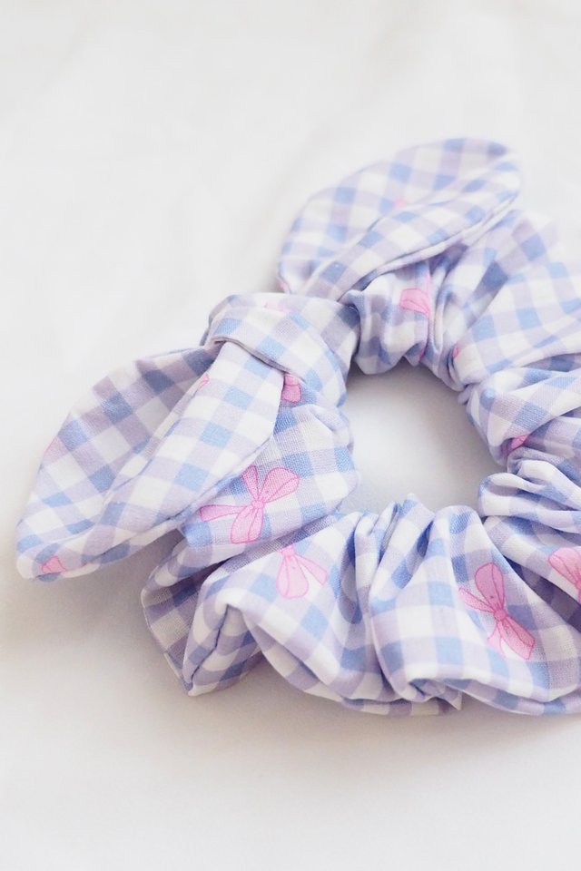 Bunny Scrunchie in Lavender Gingham Bows