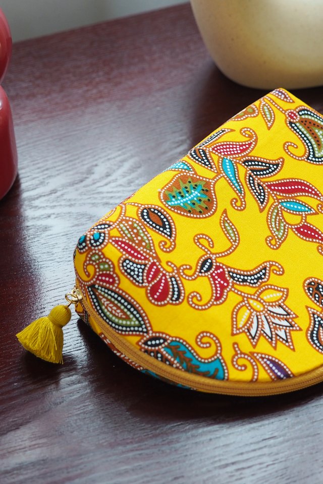 Half Moon Pouch in Yellow Batik