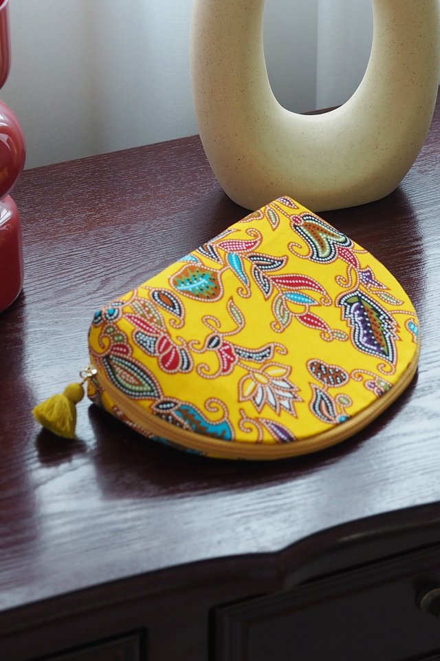 Half Moon Pouch in Yellow Batik