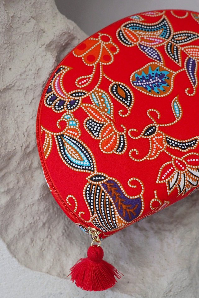 Half Moon Pouch in Red Batik