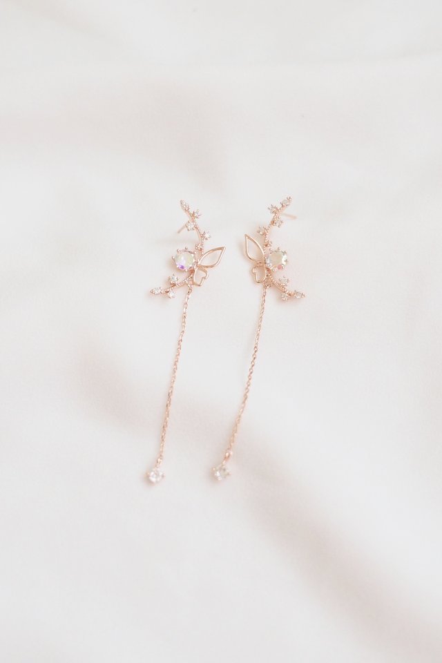 Butterfly Gem Earstuds in Rose Gold