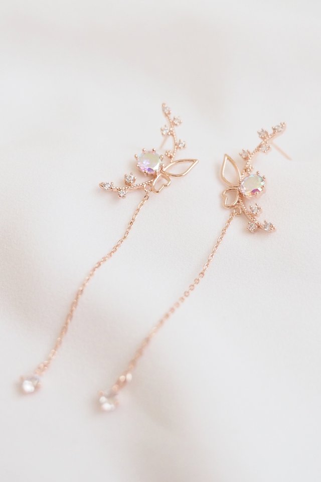 Butterfly Gem Earstuds in Rose Gold