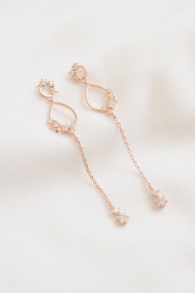 Teardrop Cubic Earstuds in Rose Gold