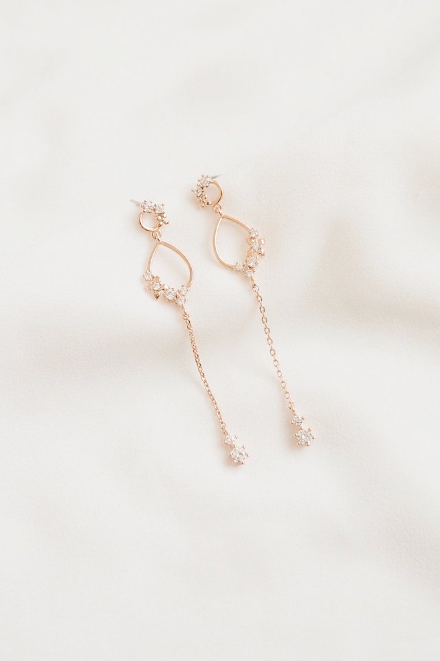 Teardrop Cubic Earstuds in Rose Gold