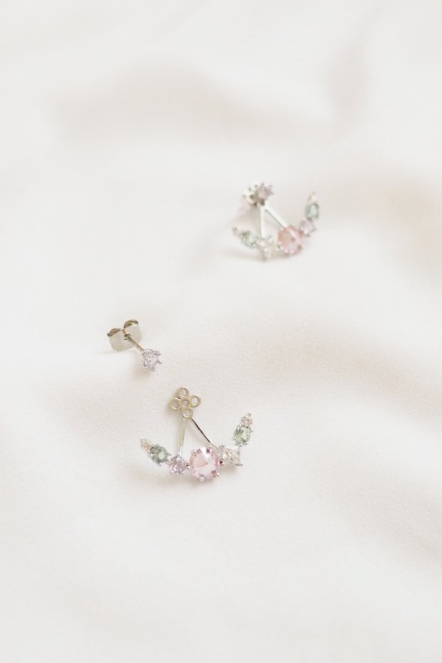 Colourful Gems Crawler Earstuds in Silver