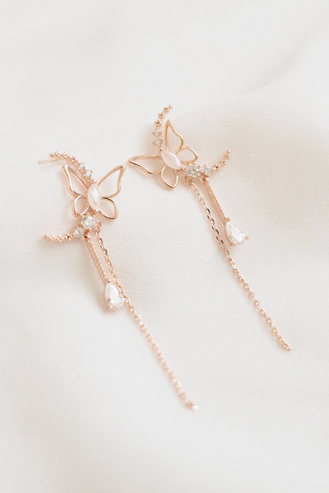 Crescent Butterfly Earstuds in Rose Gold