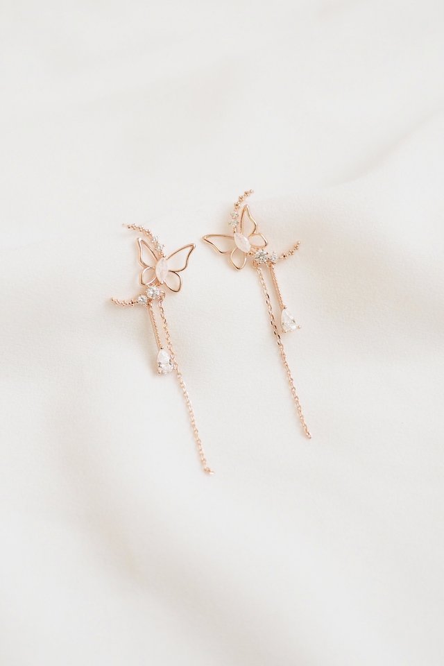 Crescent Butterfly Earstuds in Rose Gold