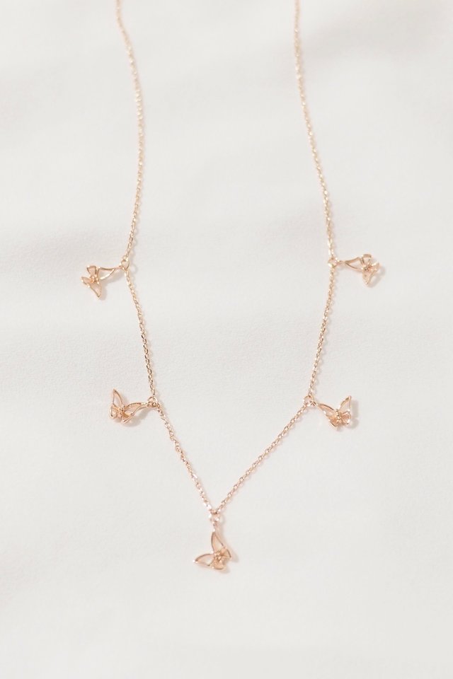 Butterflies Necklace in Rose Gold