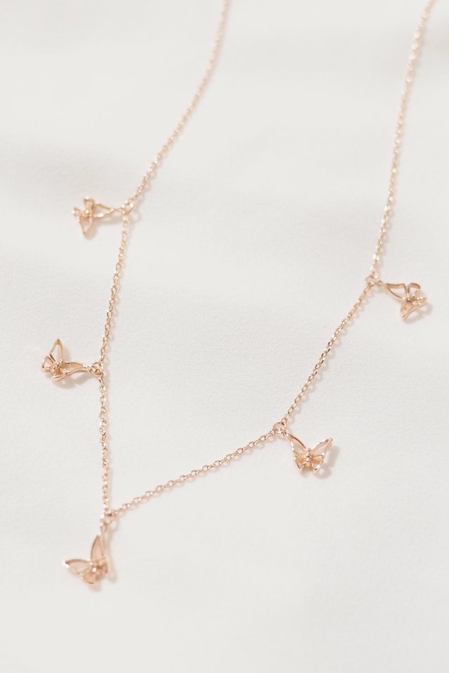 Butterflies Necklace in Rose Gold