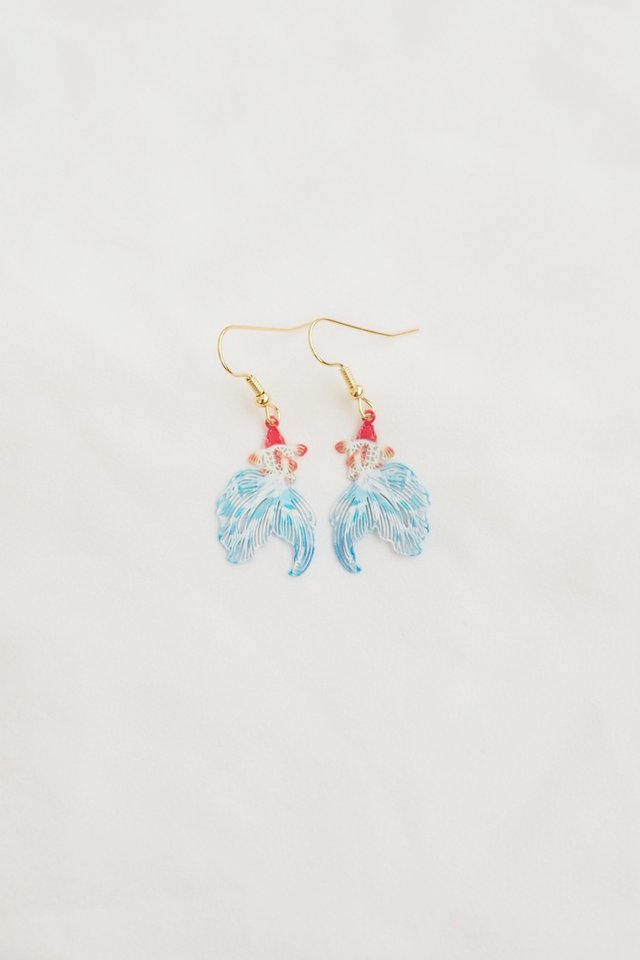 Mini Goldfish Earrings in Blue