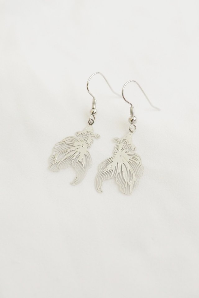 Mini Goldfish Earrings in Silver