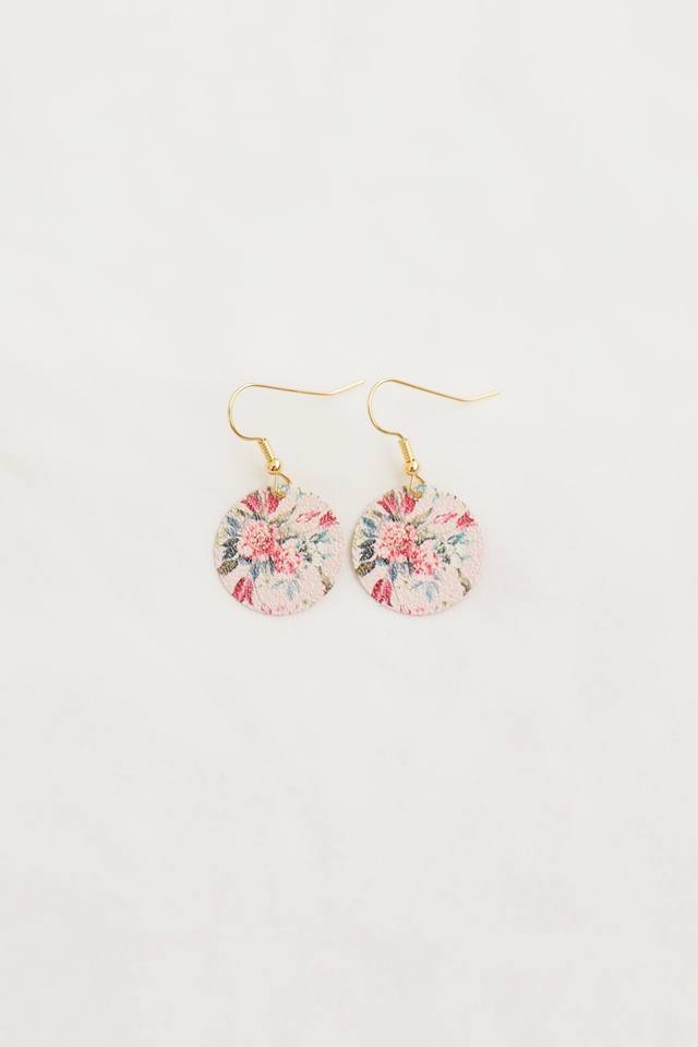 Mini Round Oriental Earrings in Pink