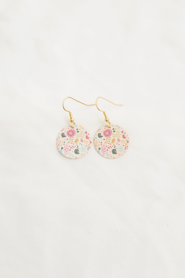 Mini Round Oriental Earrings in Pastel