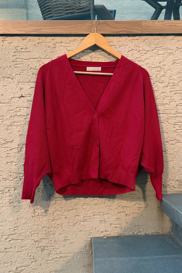 Cozy Knit Cardigan in Maroon