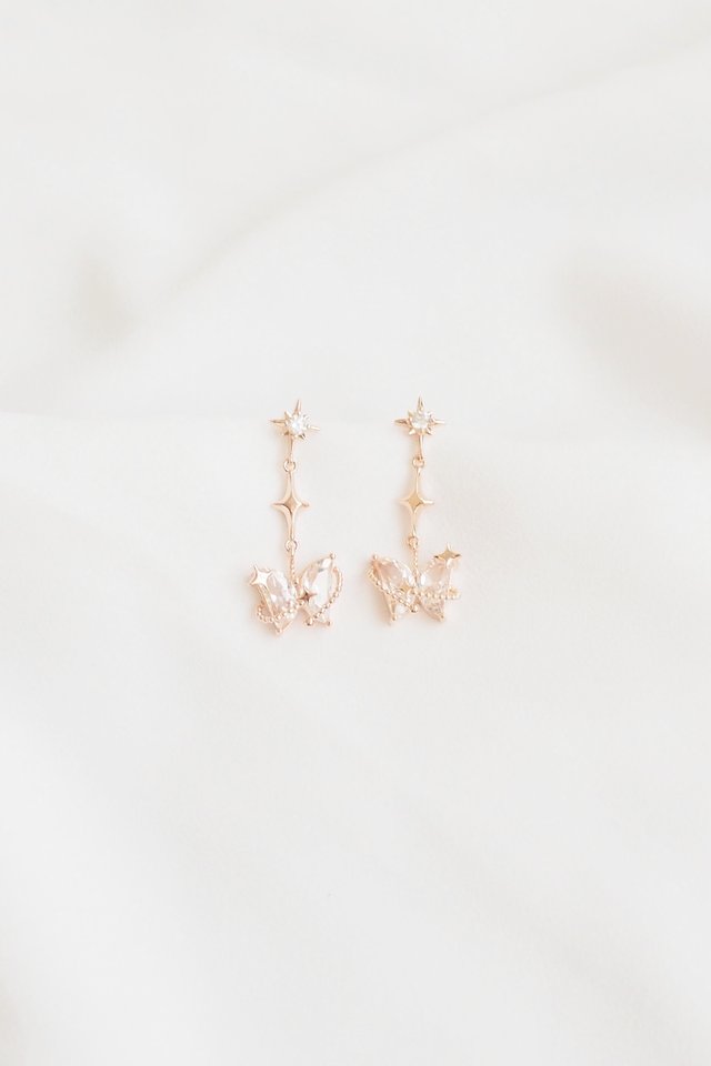 Sparkly Butterfly Earstuds in Rose Gold