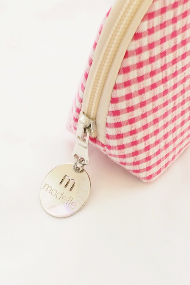 Half Moon Pouch in Pink Checkered