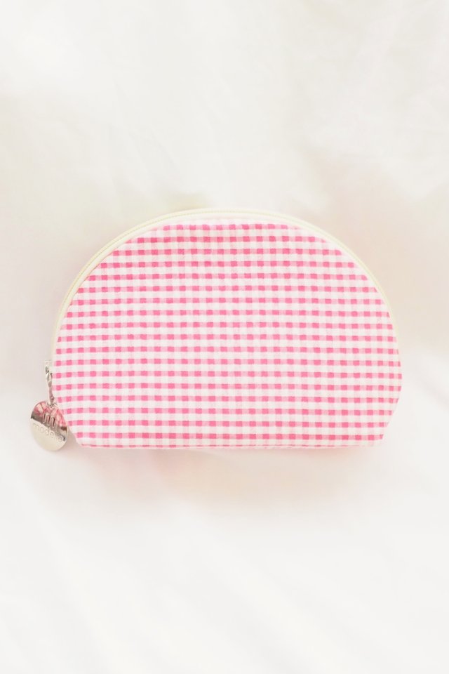 Half Moon Pouch in Pink Checkered