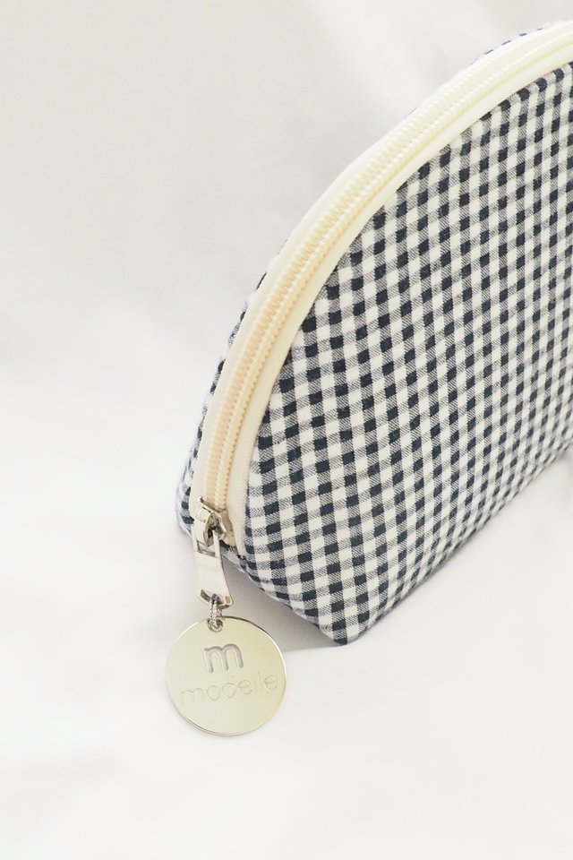 Half Moon Pouch in Navy Checkered