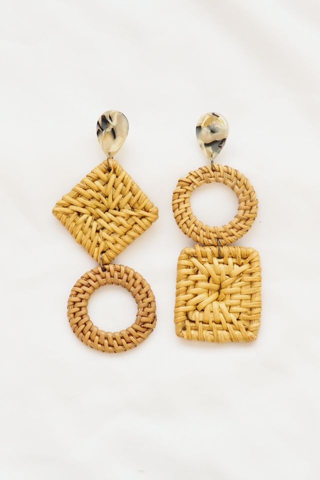Mismatched Rattan Earstuds