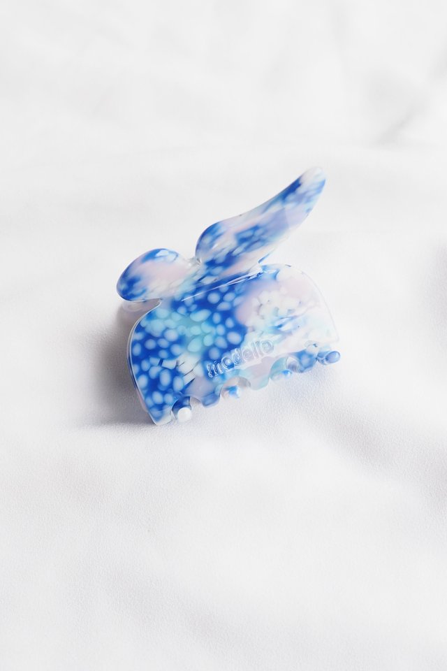 Medium Butterfly Claw Clip in Blue Glass