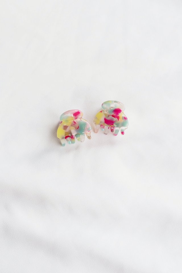 Mini Claw Clip Set in Rainbow Confetti 
