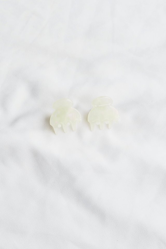 Mini Claw Clip Set in Iridescent White 